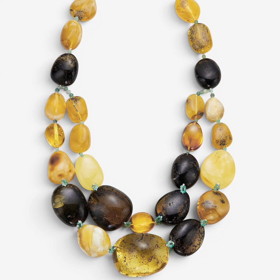 Image 130748.jpg, Product 130-748 / Price $1,699.99, Amber Extraordinaire Artisan Collection MultiFreeform Amber Double Strand Necklace from Amber Extraordinaire on TSC.ca's Jewellery department