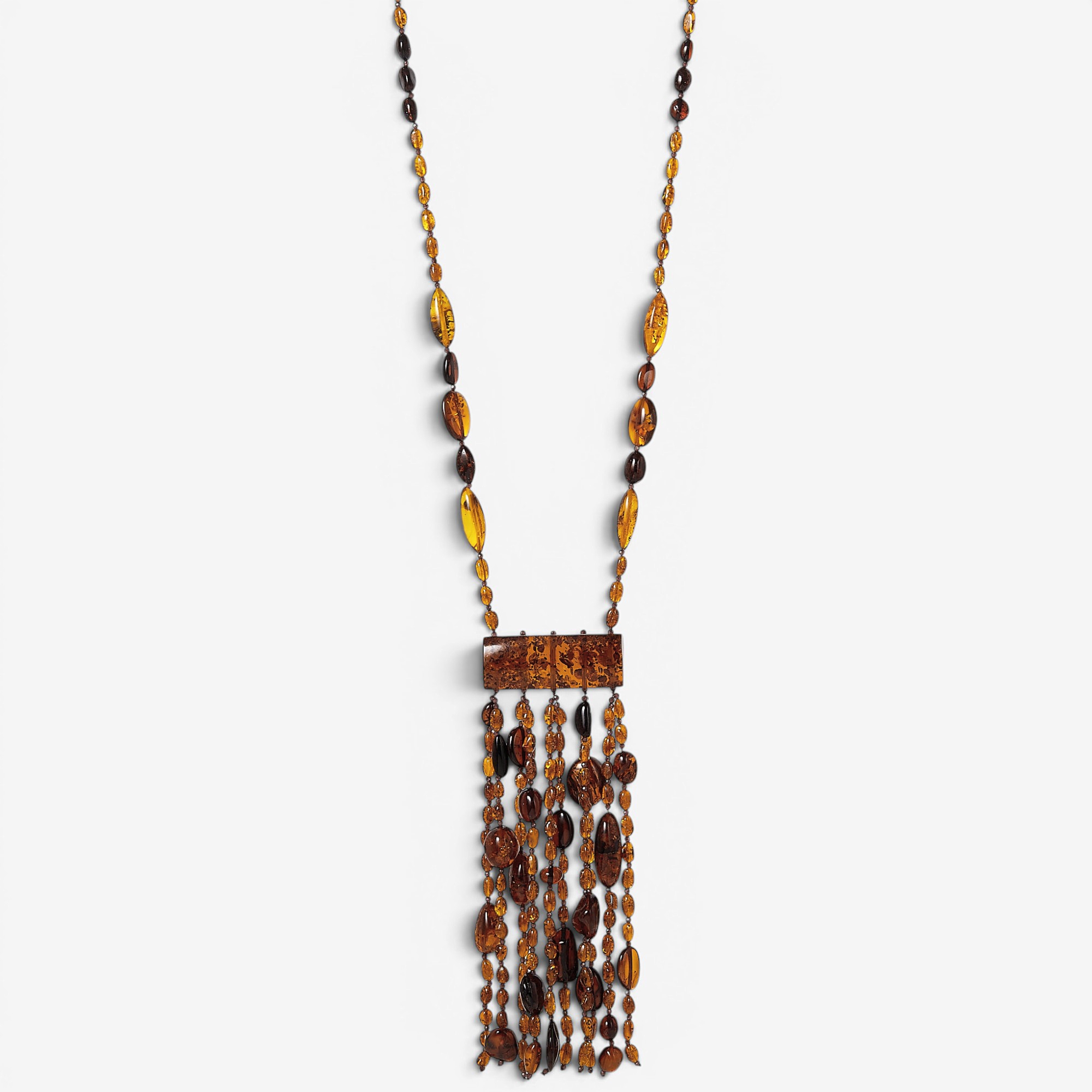 Amber Extraordinaire Artisan Collection Long Amber Necklace With