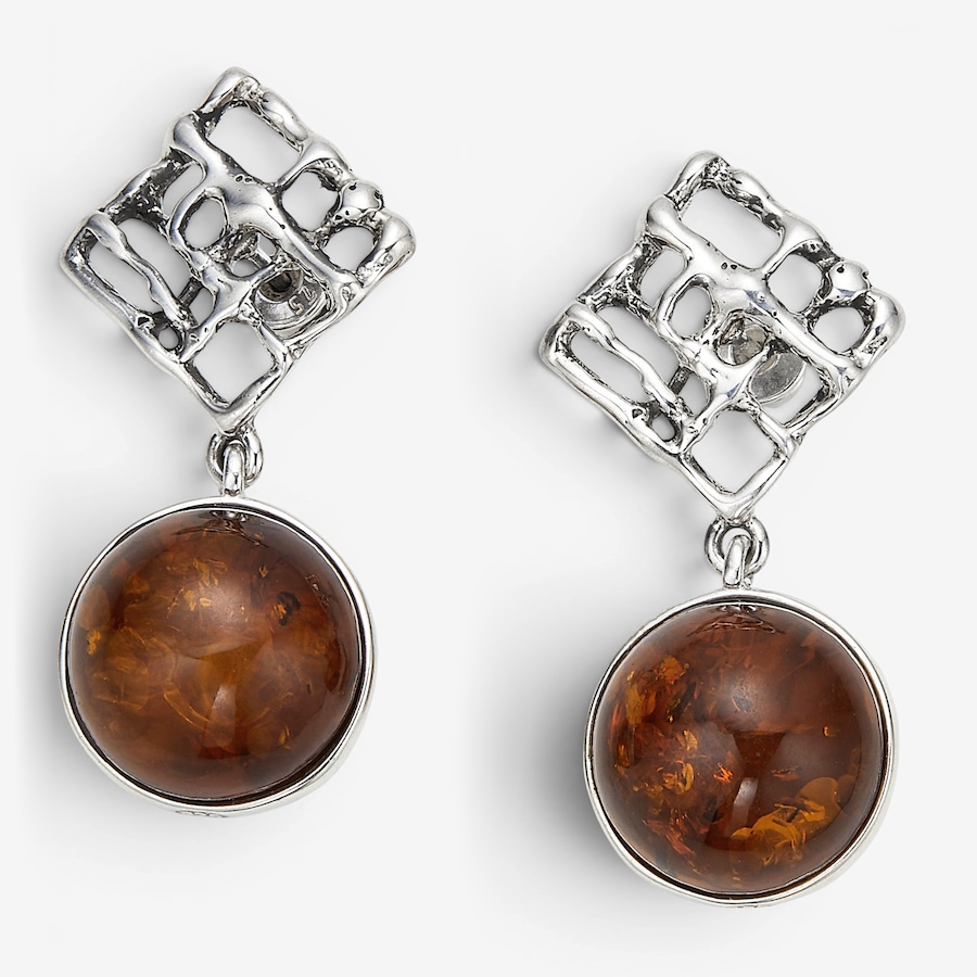 Image 130757_COG.jpg, Product 130-757 / Price $109.99, Amber Extraordinaire Sterling Silver Yellow Gold Plate Amber Earrings from Amber Extraordinaire on TSC.ca's Jewellery department