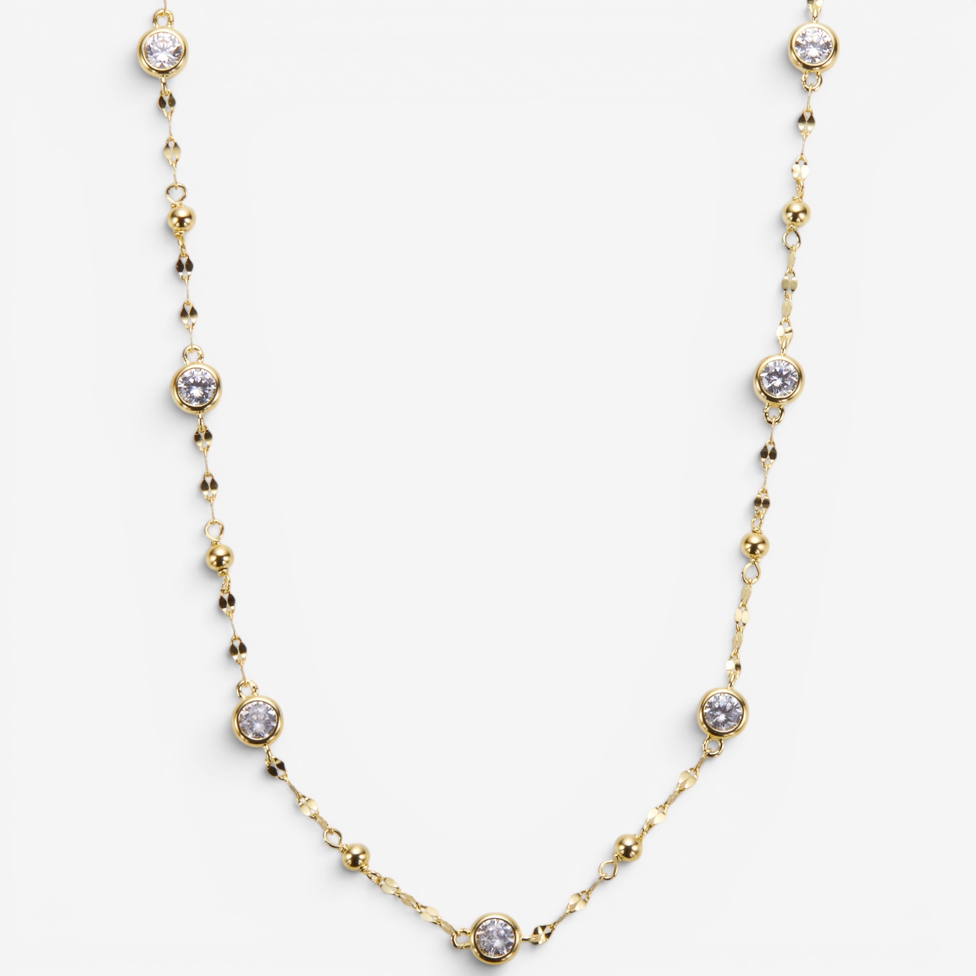 Diamonelle Sterling Silver Bezel Set Oval Link Station Necklace