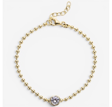 Diamonelle Sterling Silver Bezel Set Shaped Diamonelle Bead Chain Bracelet