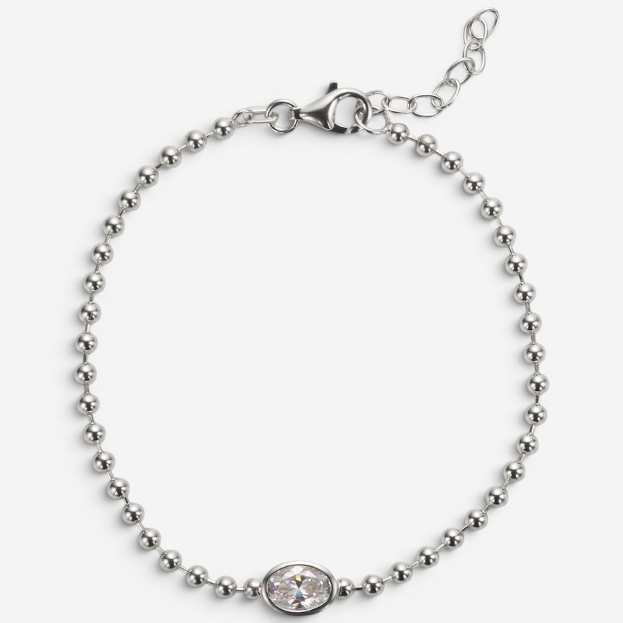 Image 130768_RHOVL.jpg, Product 130-768 / Price $89.99, Diamonelle Sterling Silver Bezel Set Shaped Diamonelle Bead Chain Bracelet from Diamonelle on TSC.ca's Jewellery department