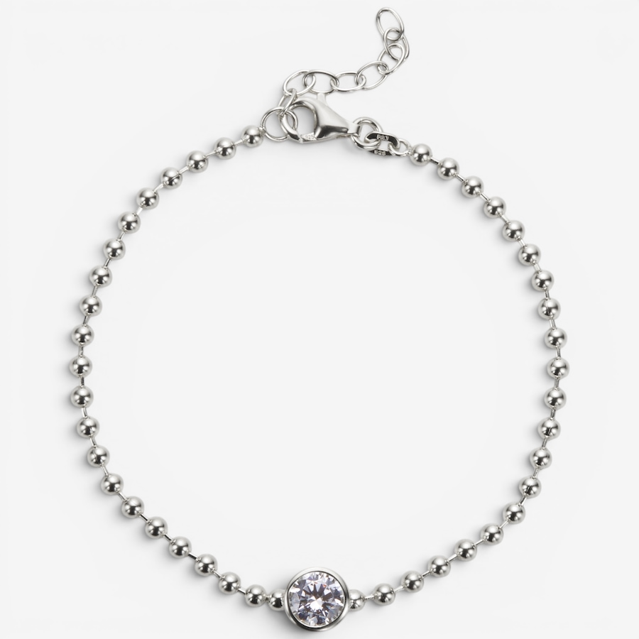Image 130768_RHRND.jpg, Product 130-768 / Price $89.99, Diamonelle Sterling Silver Bezel Set Shaped Diamonelle Bead Chain Bracelet from Diamonelle on TSC.ca's Jewellery department