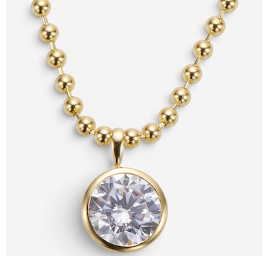 Diamonelle Sterling Silver Bezel Set Shaped Diamonelle Bead Chain Necklace