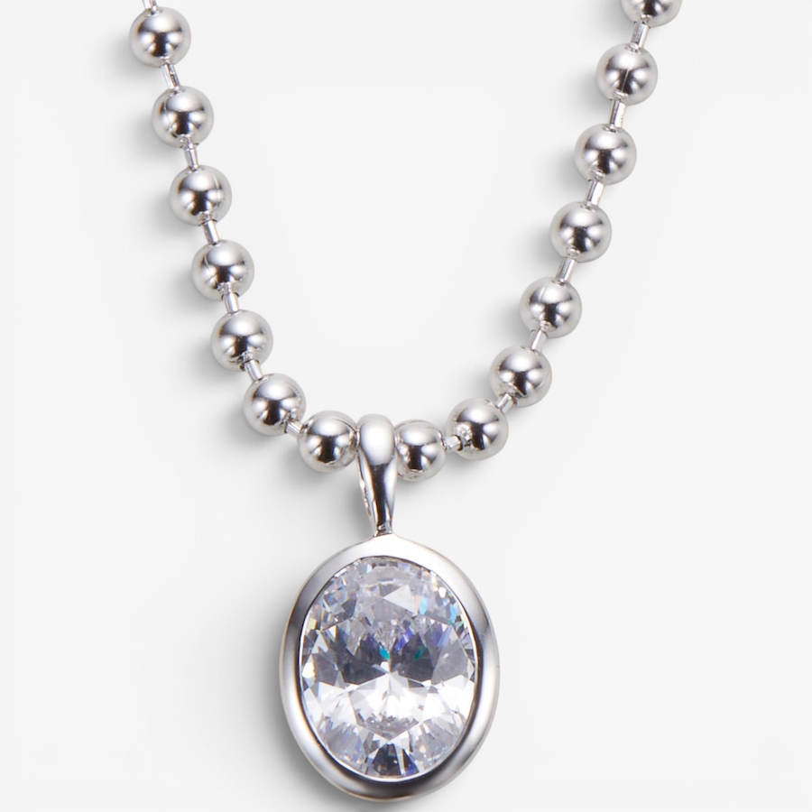 Image 130769_RHOVL.jpg, Product 130-769 / Price $179.99, Diamonelle Sterling Silver Bezel Set Shaped Diamonelle Bead Chain Necklace from Diamonelle on TSC.ca's Jewellery department
