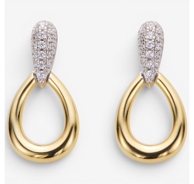 Diamonelle Two Tone Pear Drop Stud Earrings