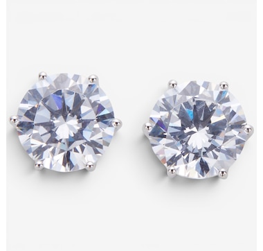 Diamonelle Sterling Silver 9mm Round Shape Diamonelle Stud Earrings