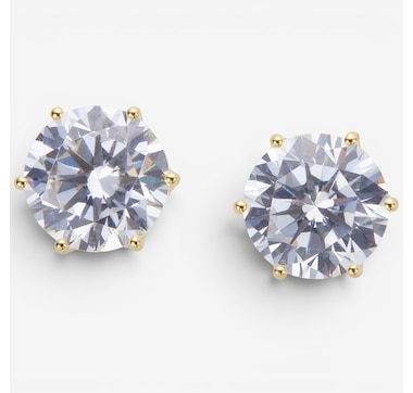 Diamonelle Sterling Silver 9mm Round Shape Diamonelle Stud Earrings