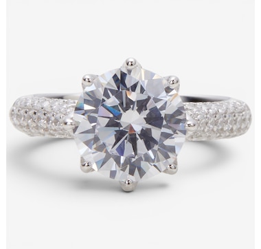 Diamonelle Sterling Silver 10mm Round Shape Diamonelle Ring