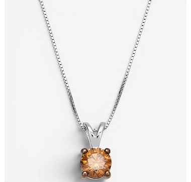 14K Gold 1.00 ctw Coloured Diamond Solitaire Pendant with Chain