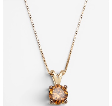 14K Gold 1.00 ctw Coloured Diamond Solitaire Pendant With Chain