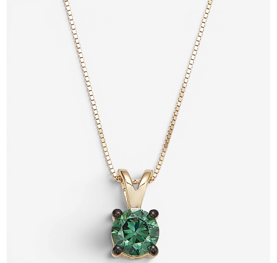 Image 130840_YGGRN.jpg, Product 130-840 / Price $999.99, 14K Gold 1.00 ctw Coloured Diamond Solitaire Pendant With Chain from Diamond Show on TSC.ca's Jewellery department