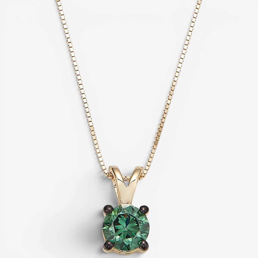 Image 130840_YGGRN.jpg, Product 130-840 / Price $1,099.99, 14K Gold 1.00 ctw Coloured Diamond Solitaire Pendant with Chain from Diamond Show on TSC.ca's Jewellery department