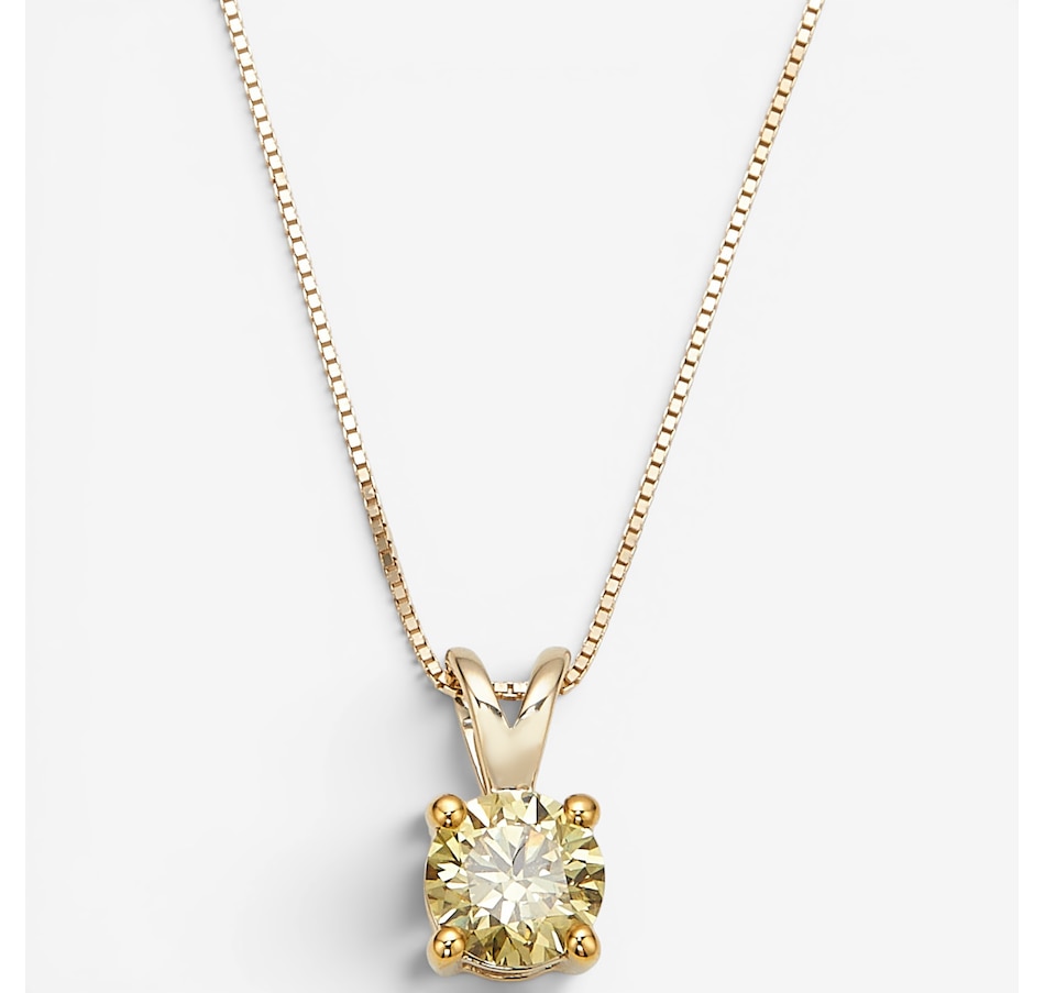 Image 130840_YGLYD.jpg, Product 130-840 / Price $999.99, 14K Gold 1.00 ctw Coloured Diamond Solitaire Pendant With Chain from Diamond Show on TSC.ca's Jewellery department