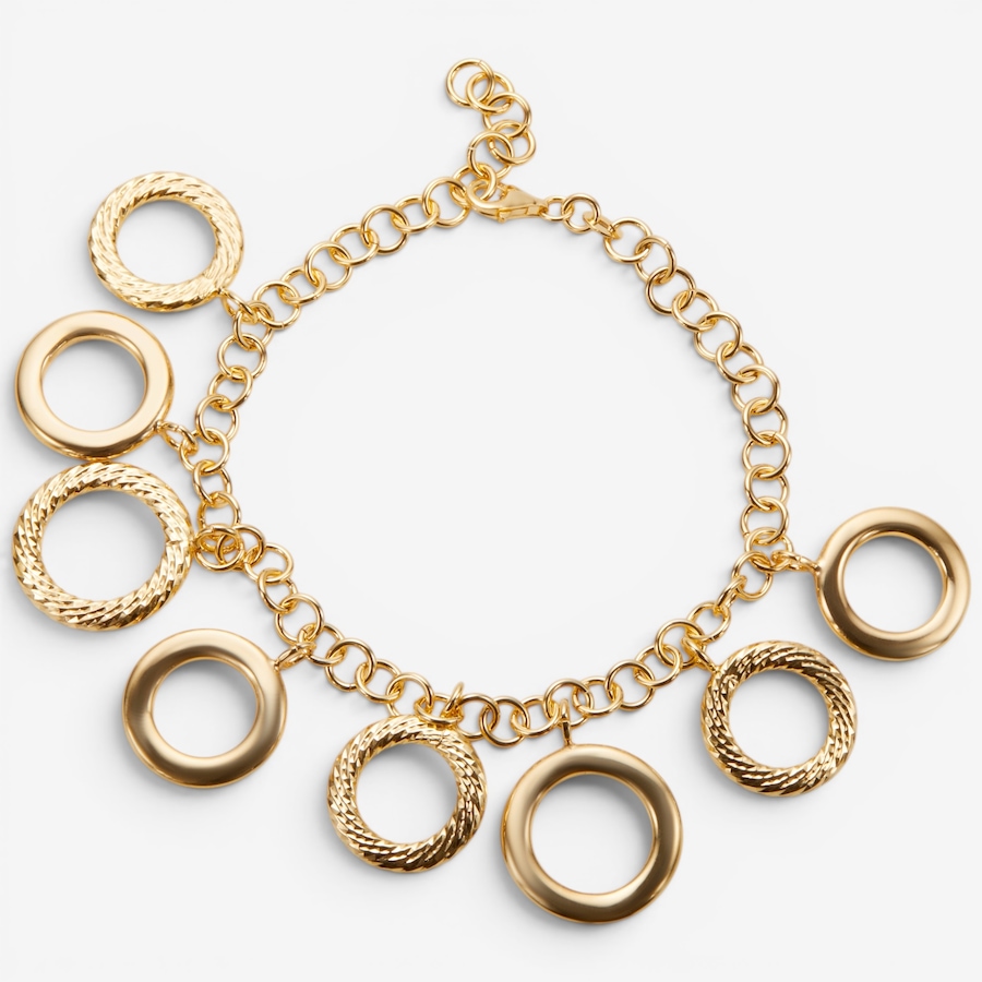 Image 130868.jpg, Product 130-868 / Price $419.99, Cristiana Jewels Sterling Silver Yellow Gold Plate Multi Textured Circle Bracelet from Cristiana Jewels on TSC.ca's Jewellery department