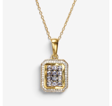Sterling Silver Tanzanite &amp; White Zircon Pendant With Chain