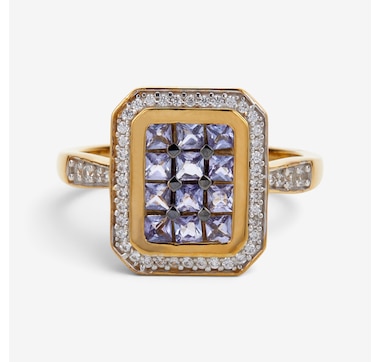 Sterling Silver Tanzanite &amp; White Zircon Ring