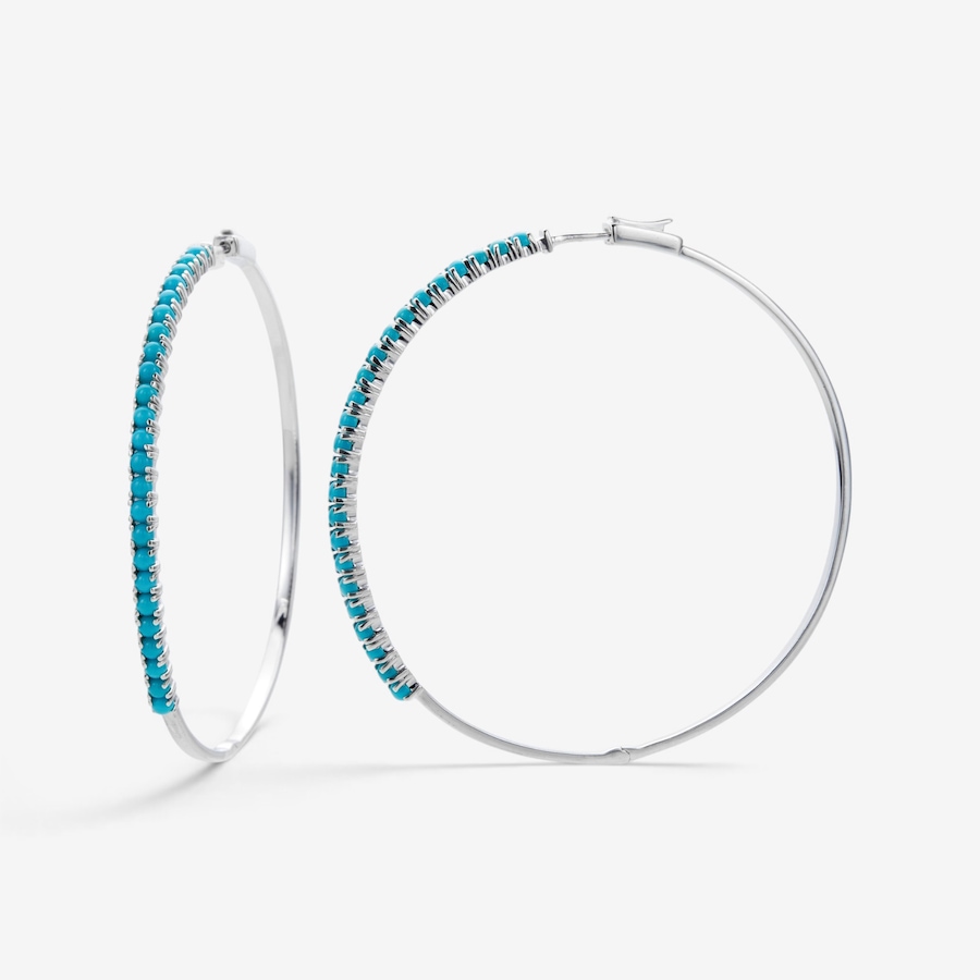 Image 130892.jpg, Product 130-892 / Price $199.99, Sterling Silver Turquoise Large Hoop Earrings from Gem Reflections on TSC.ca's Jewellery department