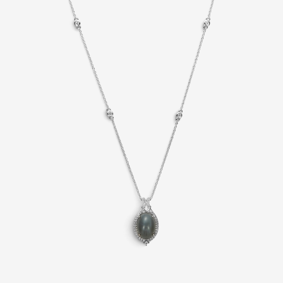 Image 130898_ALTMORE1.jpg, Product 130-898 / Price $129.99, Sterling Silver Moonstone and White Zircon Pendant with Chain from Gem Reflections on TSC.ca's Jewellery department