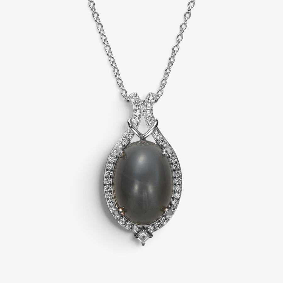 Image 130898_ALTMORE2.jpg, Product 130-898 / Price $129.99, Sterling Silver Moonstone and White Zircon Pendant with Chain from Gem Reflections on TSC.ca's Jewellery department