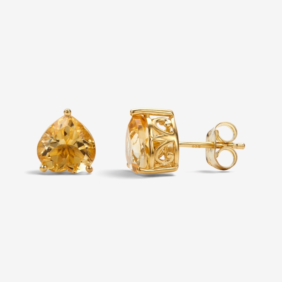 Image 130910.jpg, Product 130-910 / Price $59.99, Sterling Silver/Yellow Gold Plate Citrine Heart Earrings from Gem Reflections on TSC.ca's Jewellery department