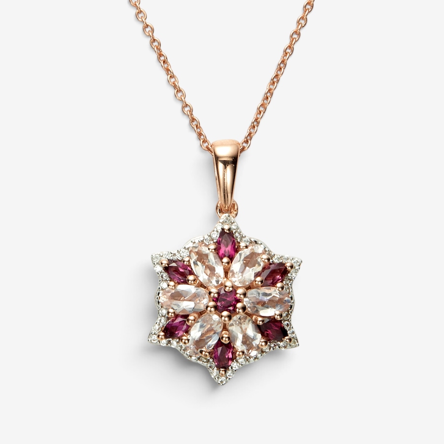 Image 130914.jpg, Product 130-914 / Price $99.99, Sterling Silver/18K Rose Gold Plate Morganite & Rhodolite Pendant With Chain from Gem Reflections on TSC.ca's Jewellery department