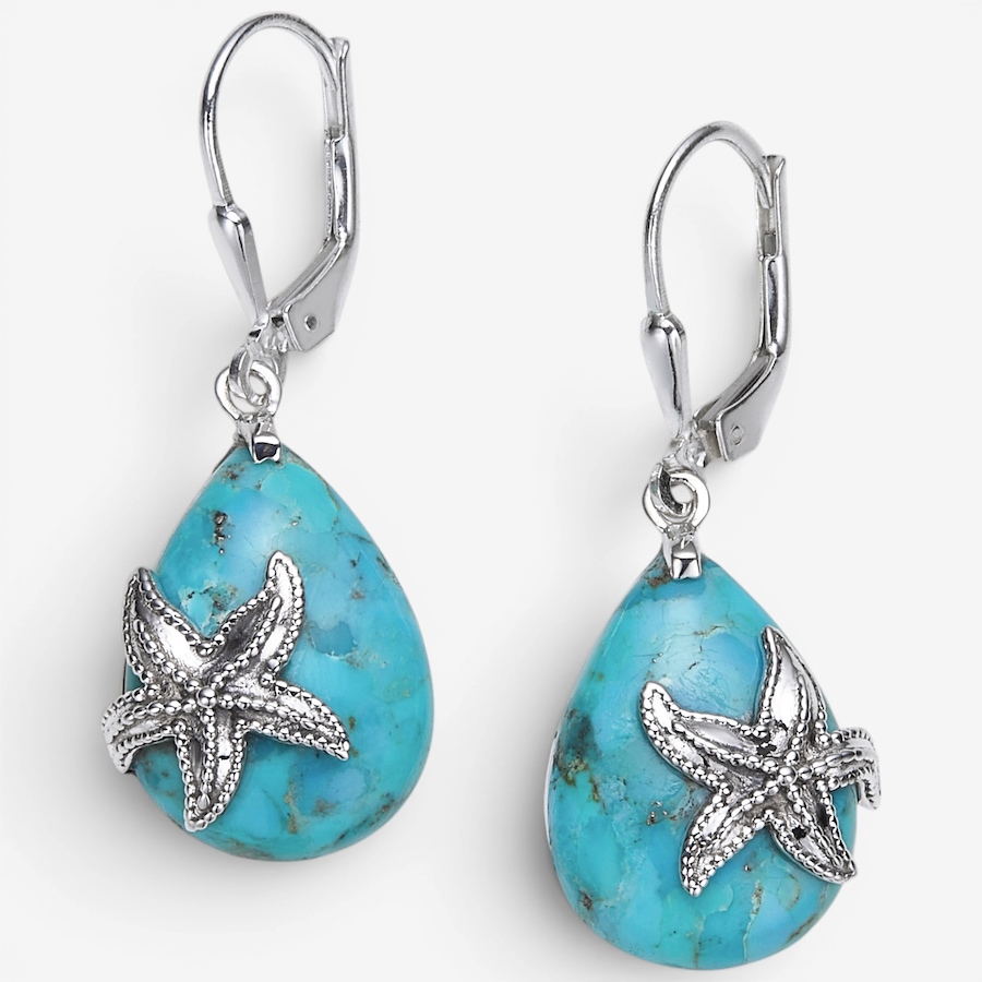Image 130930_MOTRQ.jpg, Product 130-930 / Price $149.99, Himalayan Gems Sterling Silver Gemstone Starfish Leverback Earrings from Himalayan Gems on TSC.ca's Jewellery department