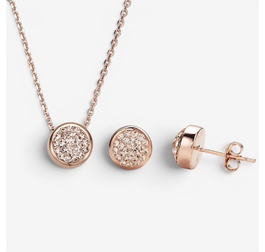 Hillberg &amp; Berk Sterling Silver Sparkle Bezel Set Necklace And Earrings Set