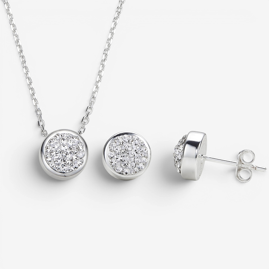 Image 130934_WHT.jpg, Product 130-934 / Price $299.99, Hillberg & Berk Sterling Silver Sparkle Bezel Set Necklace And Earrings Set from Hillberg & Berk Jewellery on TSC.ca's Jewellery department