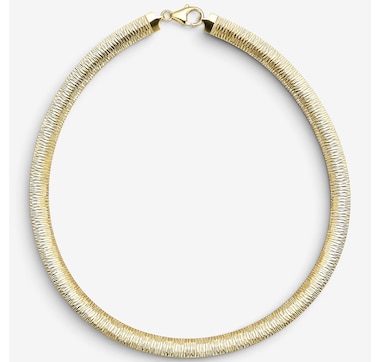 Etrusca Gioielli Diamond Cut 18K Yellow Gold Plate Reversible Omega Necklace