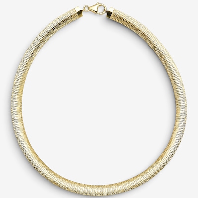 Etrusca Gioielli Diamond Cut 18K Yellow Gold Plate Reversible Omega Necklace
