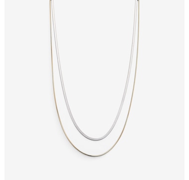 Silver Gallery Sterling Silver Two-Tone Rhodium/Yellow Gold Plate Two Strand Necklace
