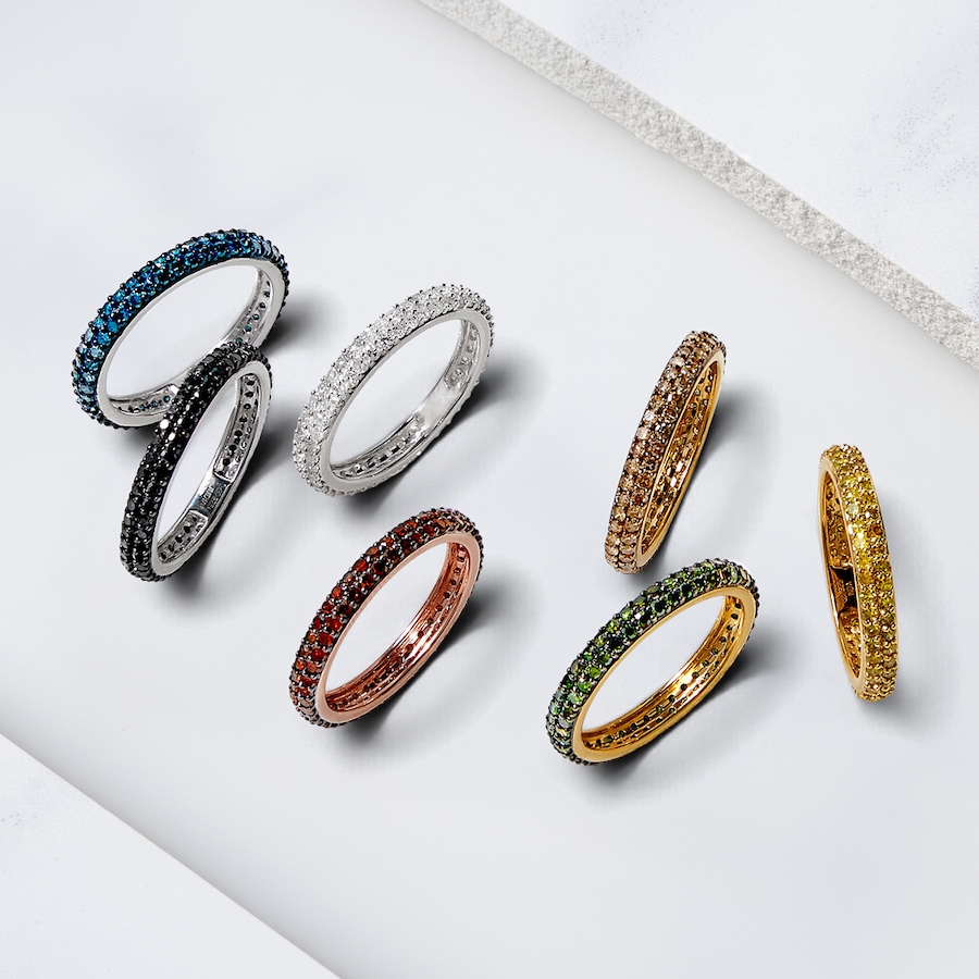 Image 131078_ALTMORE100.jpg, Product 131-078 / Price $799.99, Colours of Diamonds Sterling Silver 1.00ctw Coloured Diamond Eternity Band from Colours of Diamonds on TSC.ca's Jewellery department