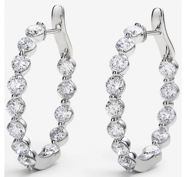  EVERA Diamonds Sterling Silver 5.20ctw Diamond Hoop Earrings