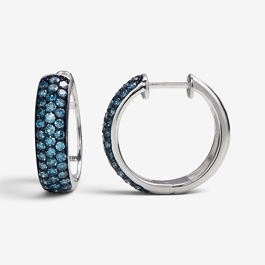 Image 131088_RHBLD.jpg, Product 131-088 / Price $499.99, Colours of Diamonds Sterling Silver 1.00ctw Coloured Diamond Hoop Earrings from Colours of Diamonds on TSC.ca's Jewellery department