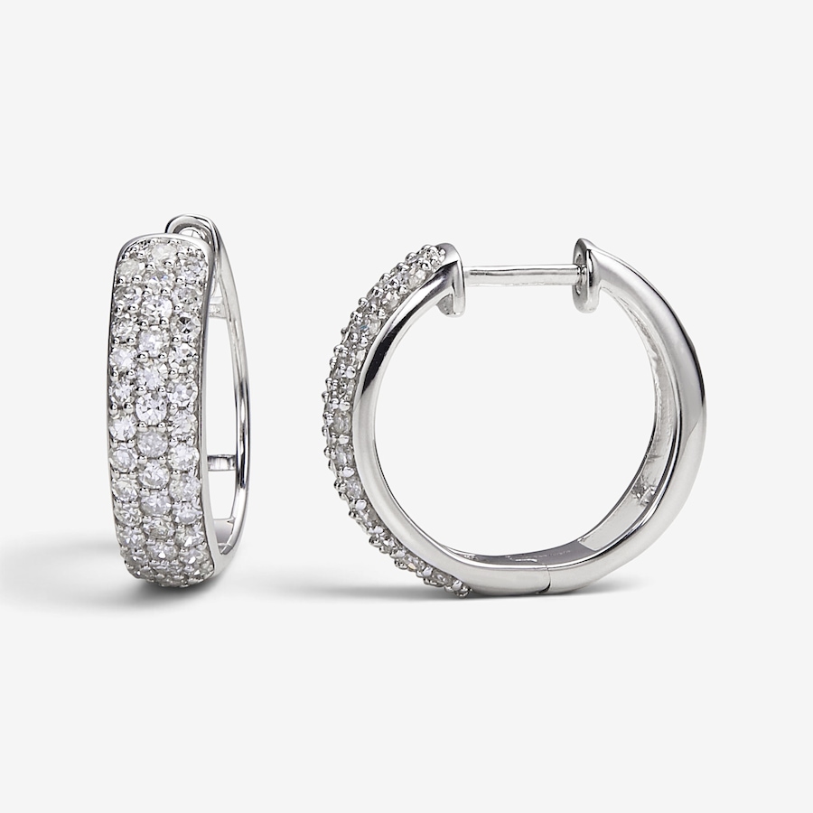 Image 131088_RHWHT.jpg, Product 131-088 / Price $499.99, Colours of Diamonds Sterling Silver 1.00ctw Coloured Diamond Hoop Earrings from Colours of Diamonds on TSC.ca's Jewellery department