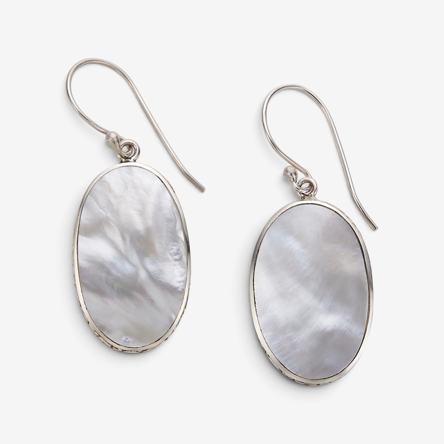 Image 131098.jpg, Product 131-098 / Price $129.99, Samuel B Collection Sterling Silver Oval Mother of Pearl Drop Earrings from Samuel B. Collection on TSC.ca's Jewellery department