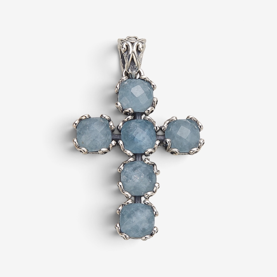 Image 131131.jpg, Product 131-131 / Price $159.99, Samuel B. Collection Sterling Silver Aquamarine Birthstone Cross Pendant from Samuel B. Collection on TSC.ca's Jewellery department