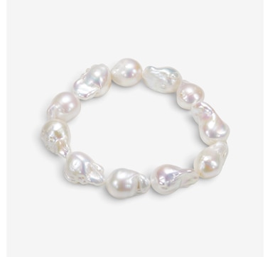 Roz Kwan 13–15 mm White Baroque Freshwater Pearl Stretch Bangle