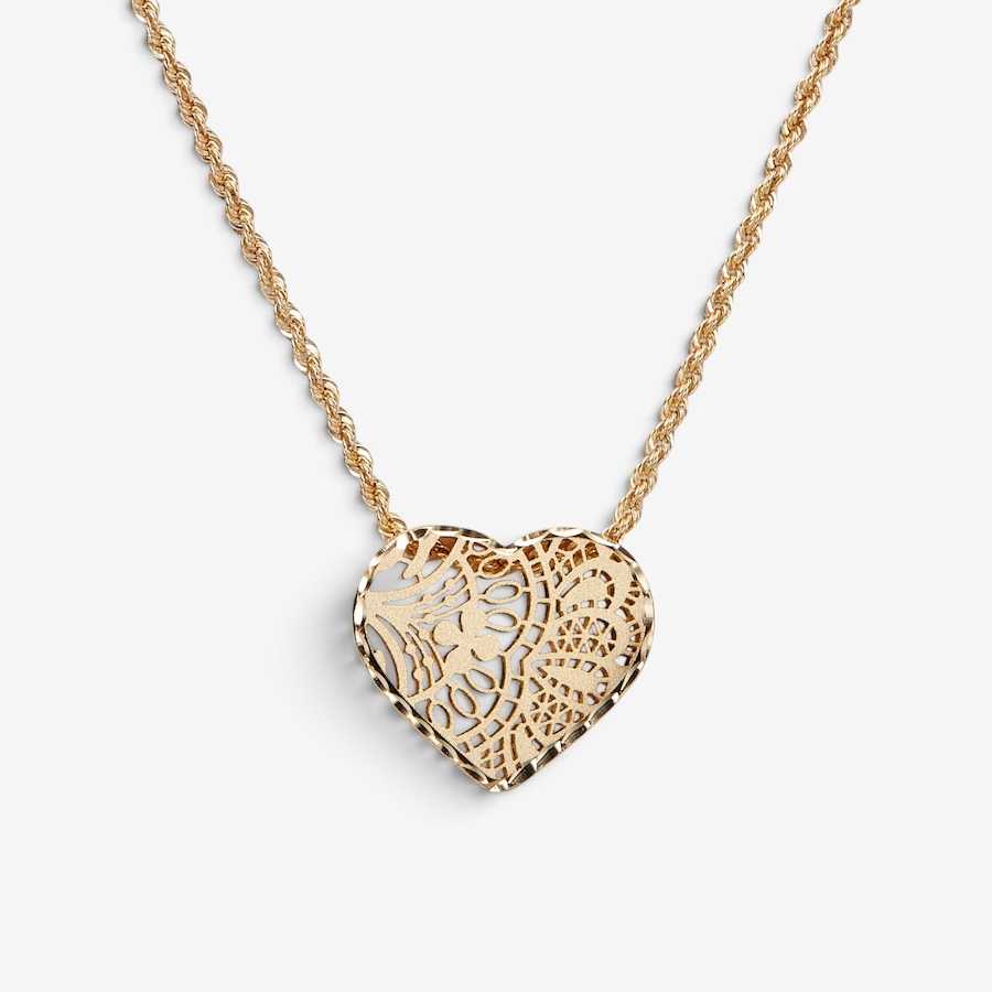 Image 131282.jpg, Product 131-282 / Price $699.99, Stefano Oro 14K Yellow Gold Peonia Ricami Heart Pendant Necklace from Stefano Oro on TSC.ca's Jewellery department
