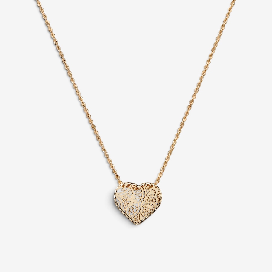 Image 131282_ALTMORE1.jpg, Product 131-282 / Price $699.99, Stefano Oro 14K Yellow Gold Peonia Ricami Heart Pendant Necklace from Stefano Oro on TSC.ca's Jewellery department