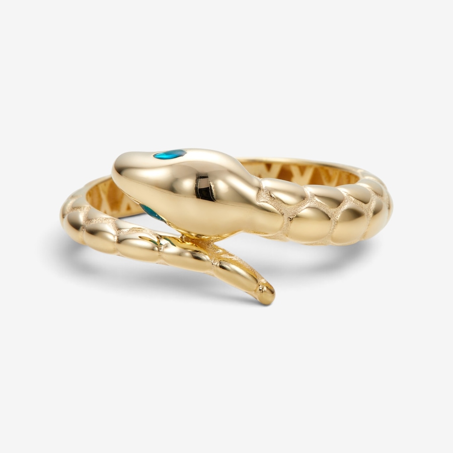 Image 131285.jpg, Product 131-285 / Price $599.99, Stefano Oro 14K Yellow Gold Snake Ring with Emerald Enamel from Stefano Oro on TSC.ca's Jewellery department