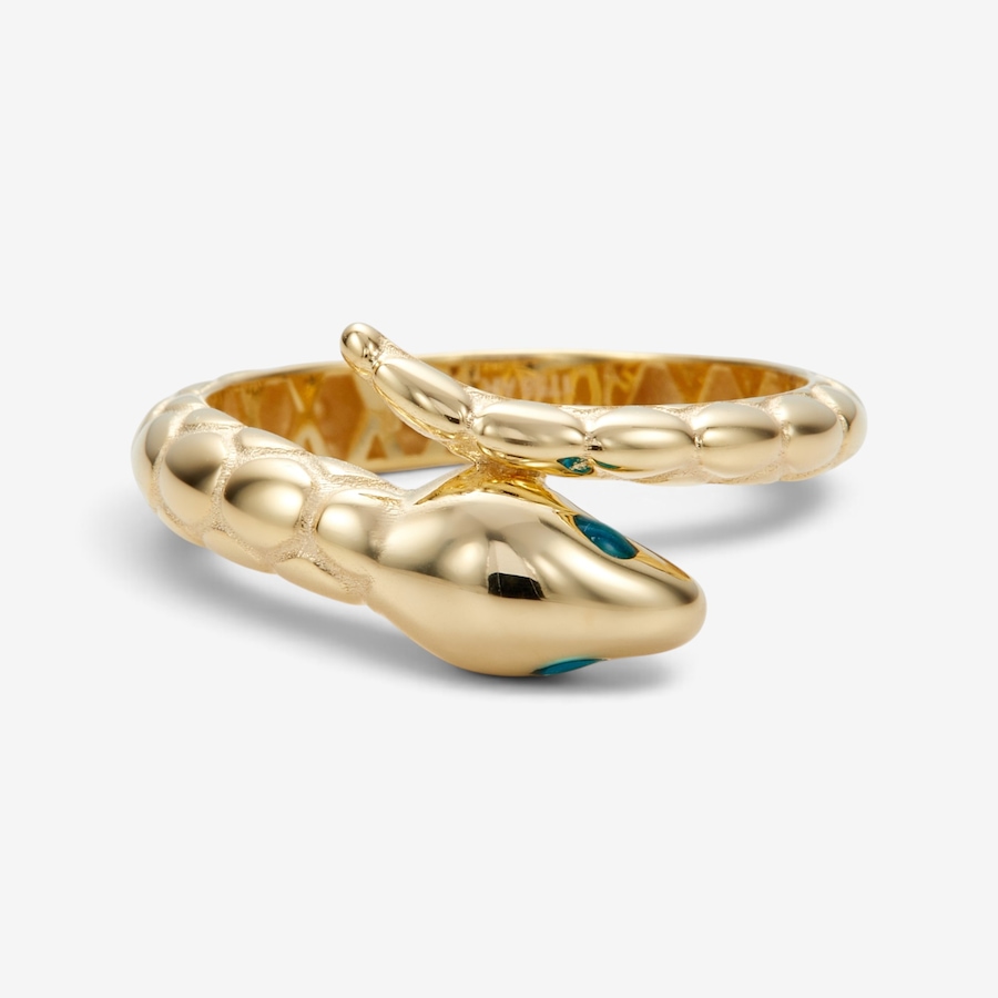 Image 131285_ALTMORE1.jpg, Product 131-285 / Price $599.99, Stefano Oro 14K Yellow Gold Snake Ring with Emerald Enamel from Stefano Oro on TSC.ca's Jewellery department