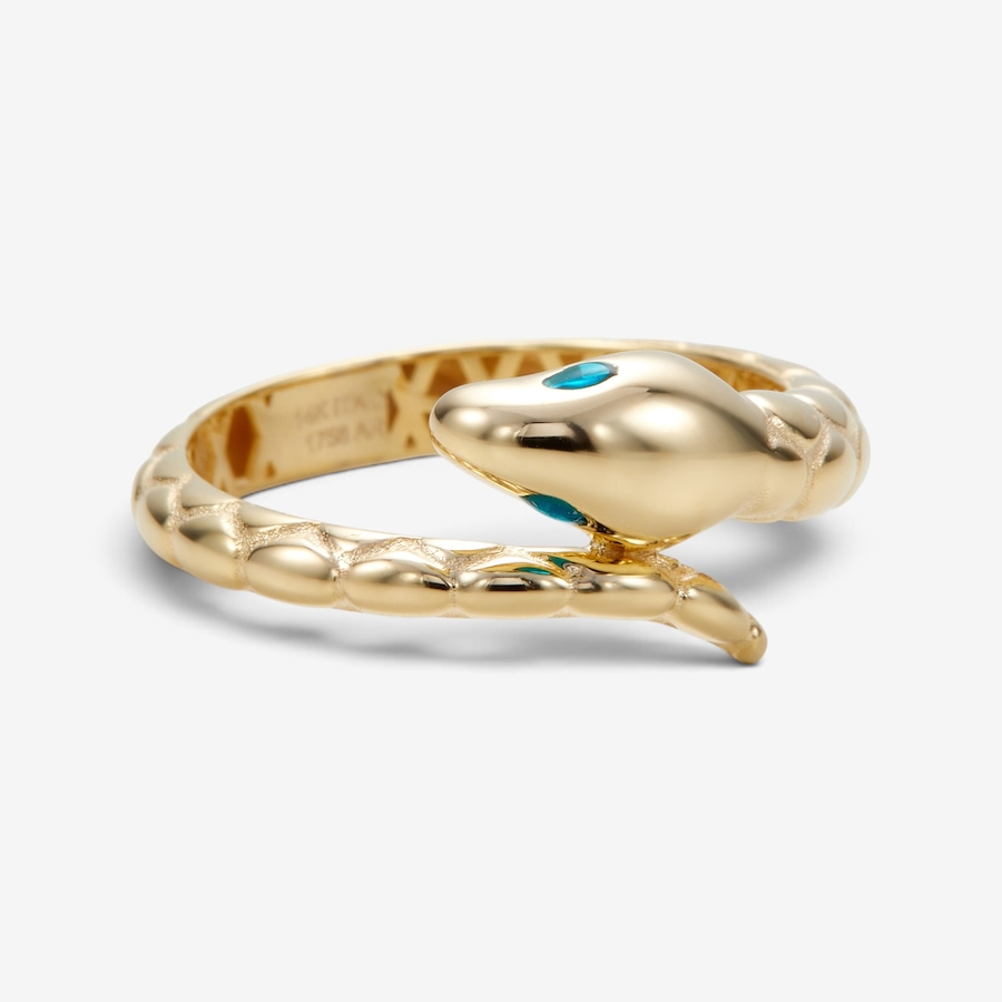 Image 131285_ALTMORE2.jpg, Product 131-285 / Price $599.99, Stefano Oro 14K Yellow Gold Snake Ring with Emerald Enamel from Stefano Oro on TSC.ca's Jewellery department