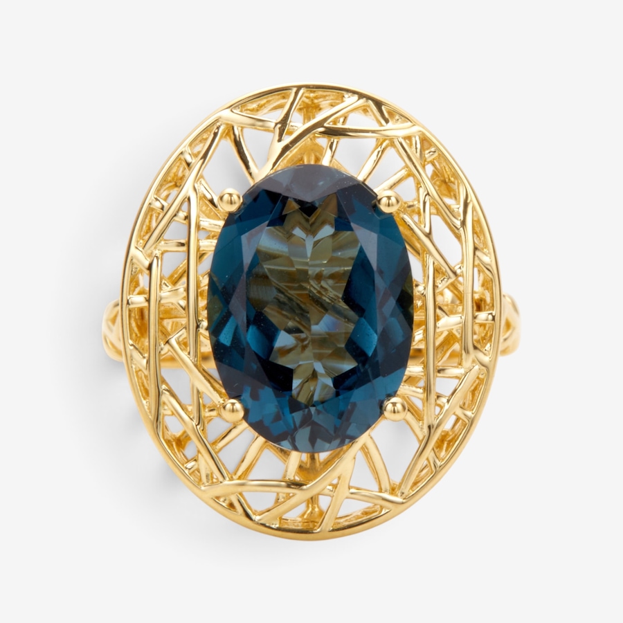 Image 131292_LBLTZ.jpg, Product 131-292 / Price $199.99, Sterling Silver Yellow Gold Plate 14x10mm Oval Gemstone Ring from Gem Reflections on TSC.ca's Jewellery department
