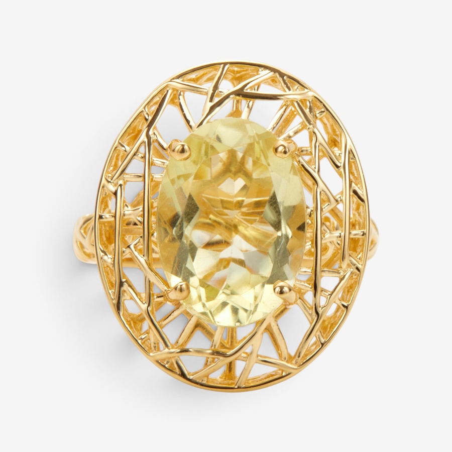 Image 131292_LQZ.jpg, Product 131-292 / Price $199.99, Sterling Silver Yellow Gold Plate 14x10mm Oval Gemstone Ring from Gem Reflections on TSC.ca's Jewellery department