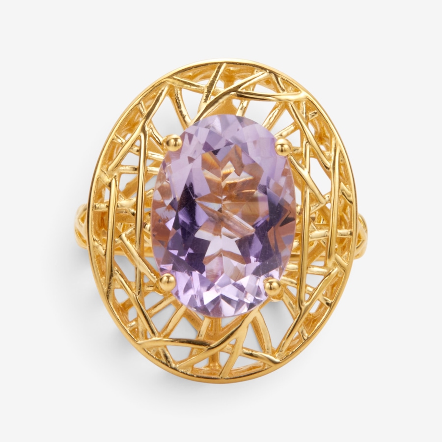 Image 131292_PAM.jpg, Product 131-292 / Price $199.99, Sterling Silver Yellow Gold Plate 14x10mm Oval Gemstone Ring from Gem Reflections on TSC.ca's Jewellery department