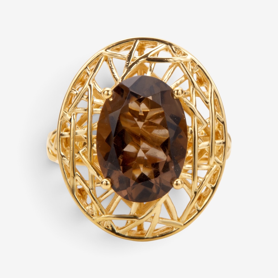 Image 131292_SMQ.jpg, Product 131-292 / Price $199.99, Sterling Silver Yellow Gold Plate 14x10mm Oval Gemstone Ring from Gem Reflections on TSC.ca's Jewellery department