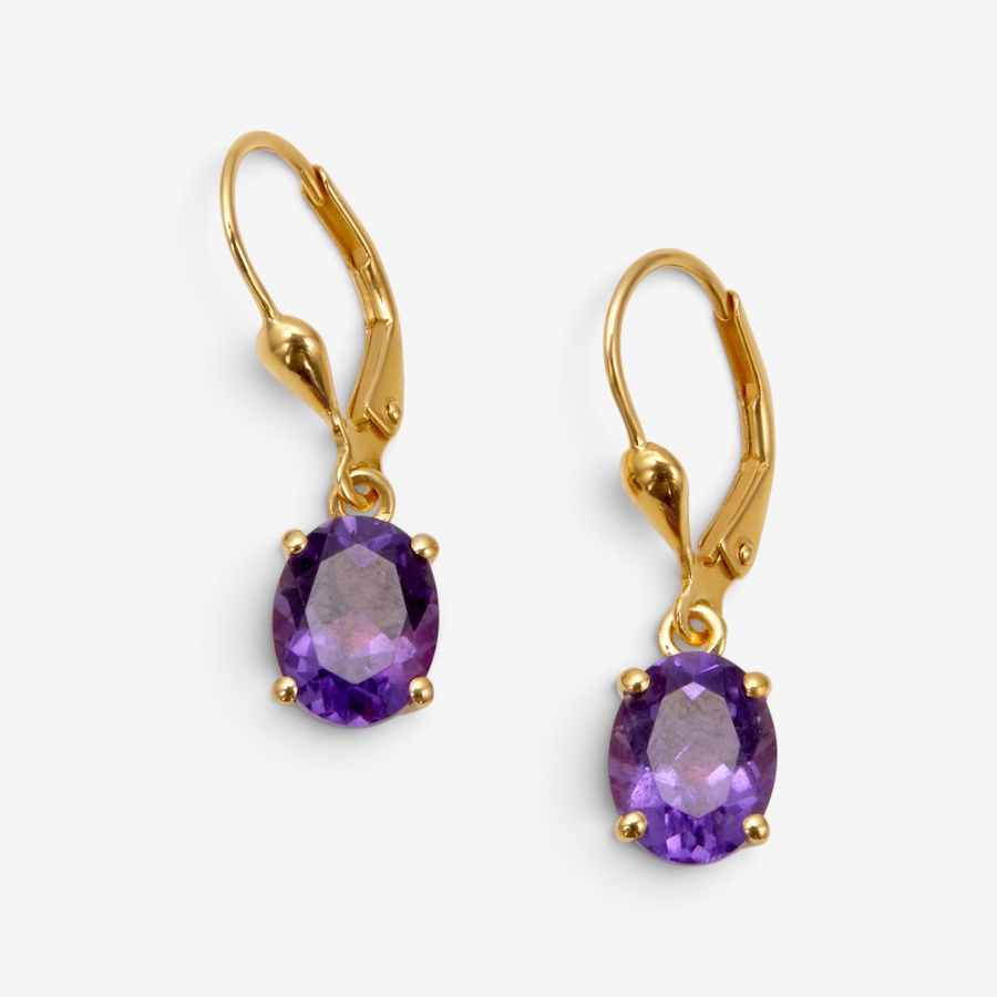 Image 131294_AMY.jpg, Product 131-294 / Price $129.99, Sterling Silver Yellow Gold Plate Oval Gemstone Leverback Earrings from Gem Reflections on TSC.ca's Jewellery department