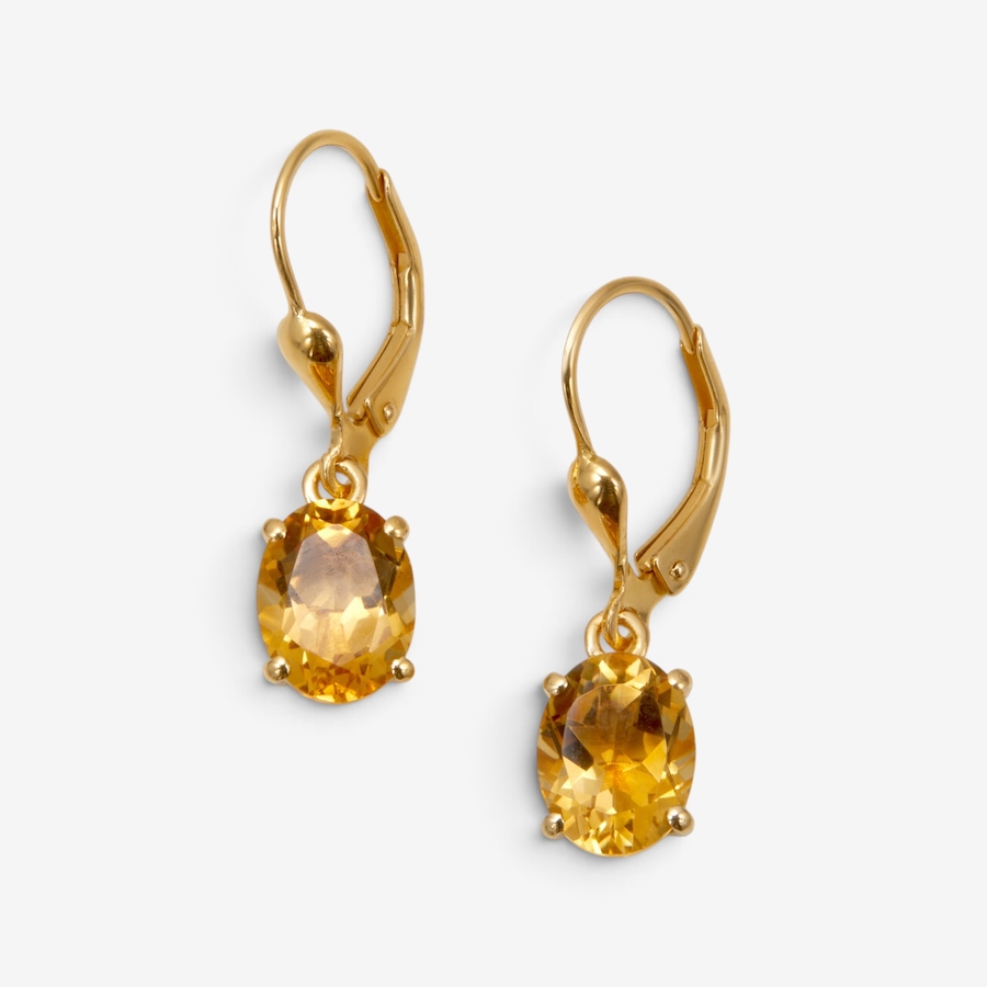 Image 131294_CIT.jpg, Product 131-294 / Price $129.99, Sterling Silver Yellow Gold Plate Oval Gemstone Leverback Earrings from Gem Reflections on TSC.ca's Jewellery department
